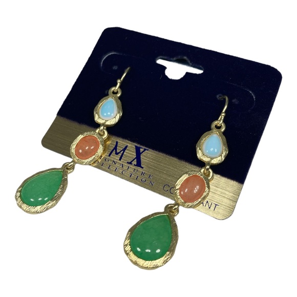 Gold Brushed Dangle Earrings - Picture 2 of 6